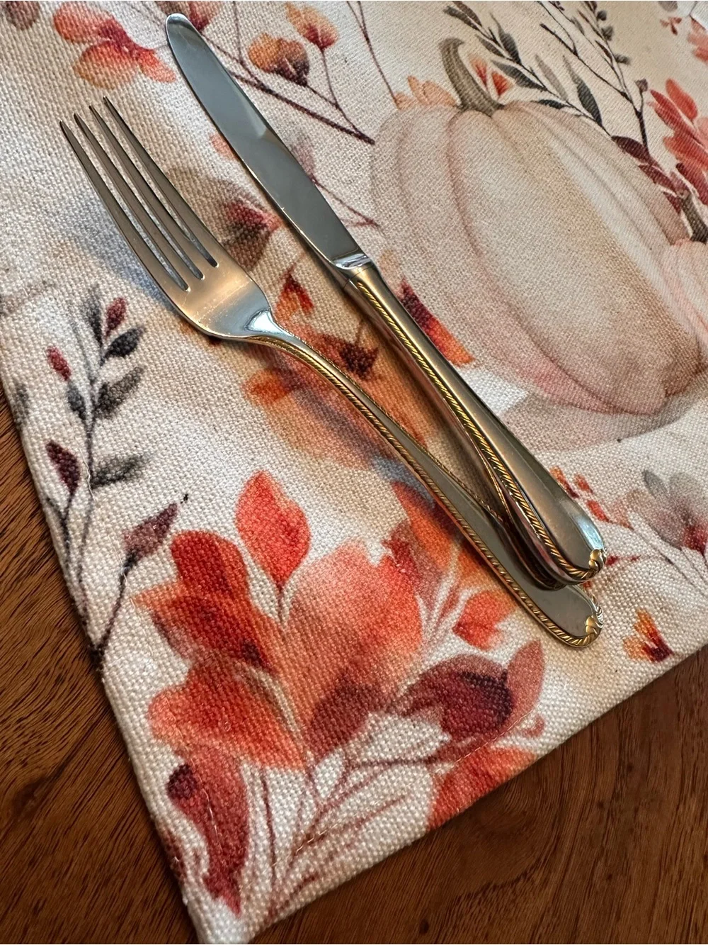 Martha Stewart Set of 2 Fall Autumn Pumpkin Table Placemats, NWT